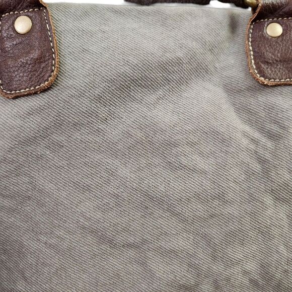 Myra Canvas And Leather Southwestern Shoulder Bag Double Leather Handles - Picture 5 of 12